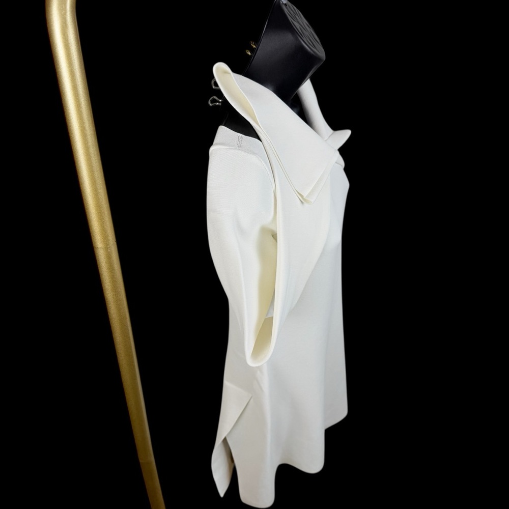 Proenza Schouler White Asymmetric Slit Knit Top Made in Italy S Luxe Minimalist - Picture 6 of 16